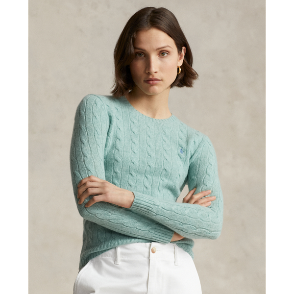 Ralph Lauren Cable-knit Wool-cashmere Sweater In April Green Melange