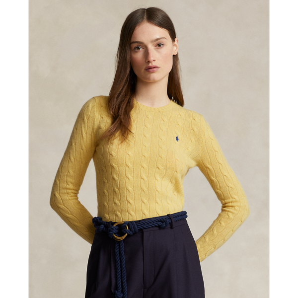 Ralph Lauren Cable-knit Wool-cashmere Sweater In Fall Yellow