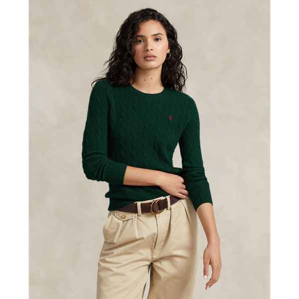 Polo Ralph Lauren Cable-knit Wool-cashmere Sweater In College Green