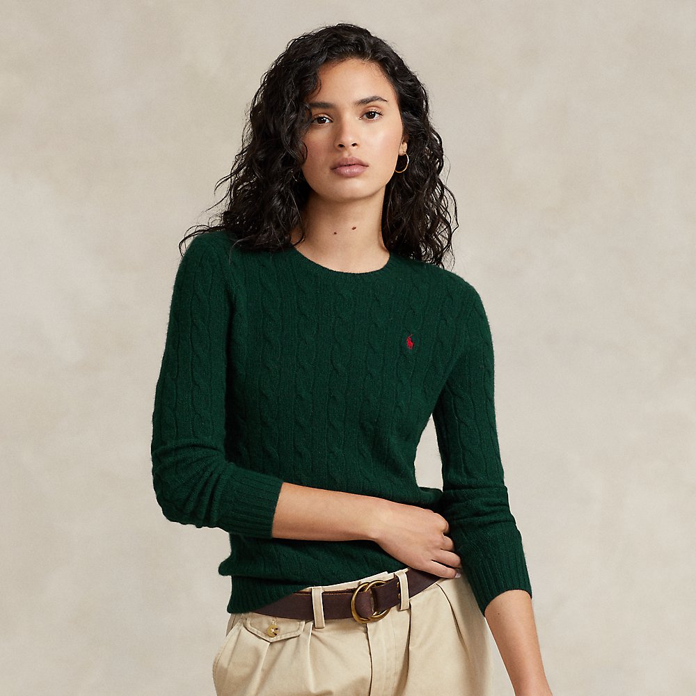 Ralph Lauren Cable-knit Wool-cashmere Sweater In College Green