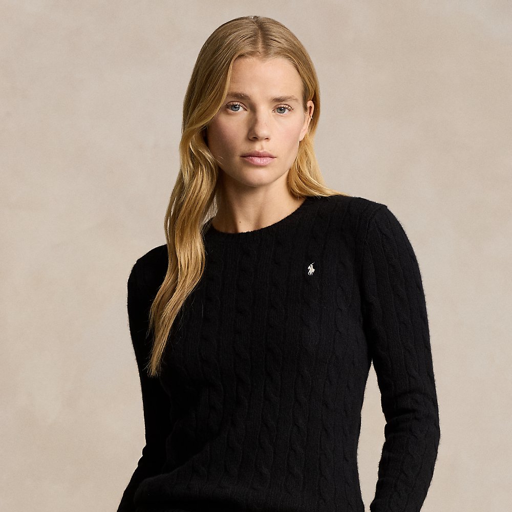 Ralph Lauren Cable-knit Wool-cashmere Sweater In Polo Black