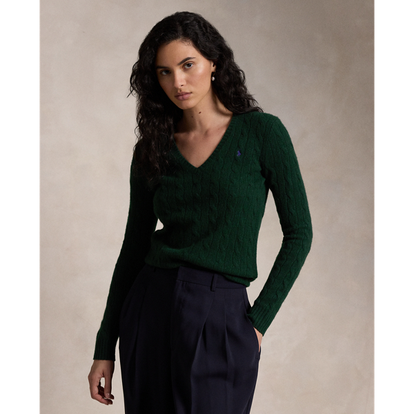Pull col en V torsadé laine et cachemire - Polo Ralph Lauren - Modalova