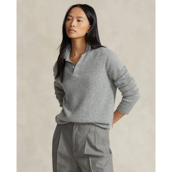 POLO RALPH LAUREN CASHMERE POLO-COLLAR SWEATER 