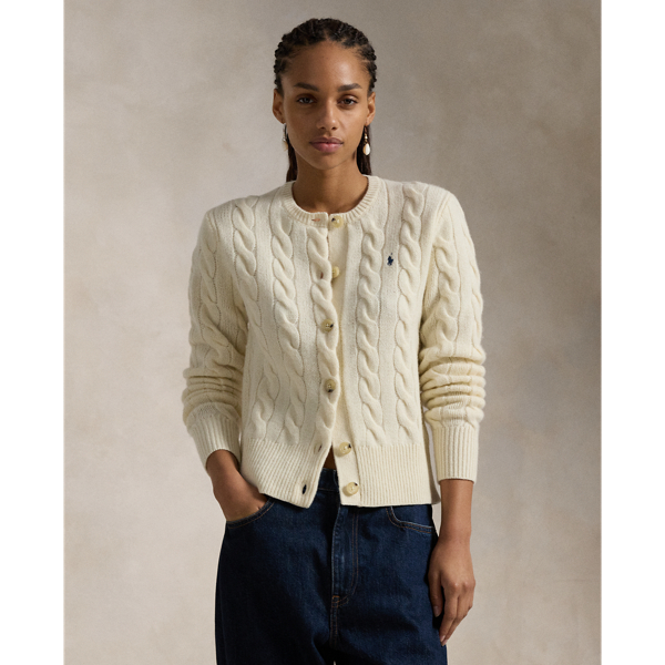 POLO RALPH LAUREN CABLE-KNIT WOOL-CASHMERE SWEATER, Cream Women's Sweater