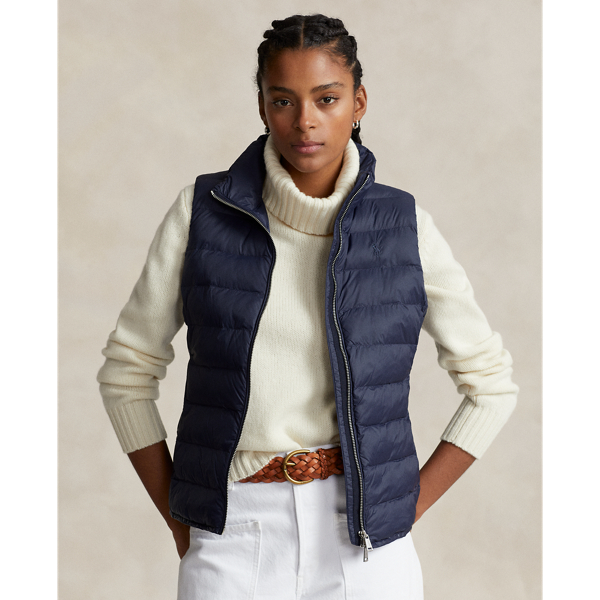 Ralph Lauren Packable Water-repellant Quilted Vest In Rl Navy