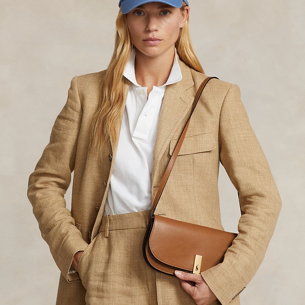 Ralph Lauren Polo Id Medium Leather Clutch-bag In Brown