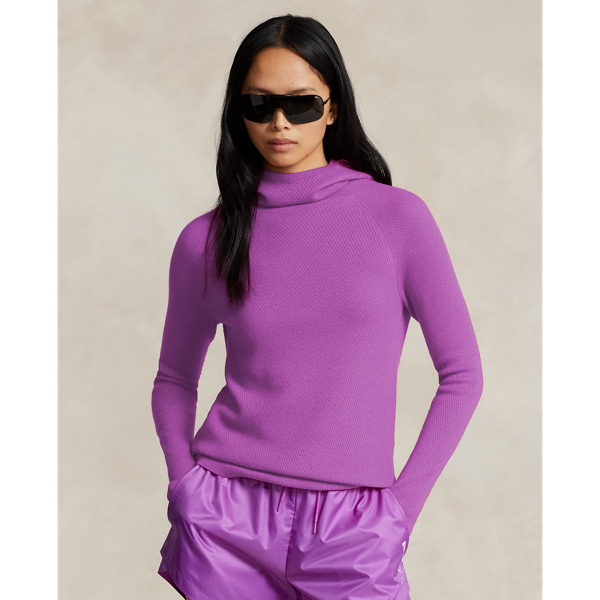 Ralph Lauren Merino Wool Snood Pullover In Purple Cactus Flower