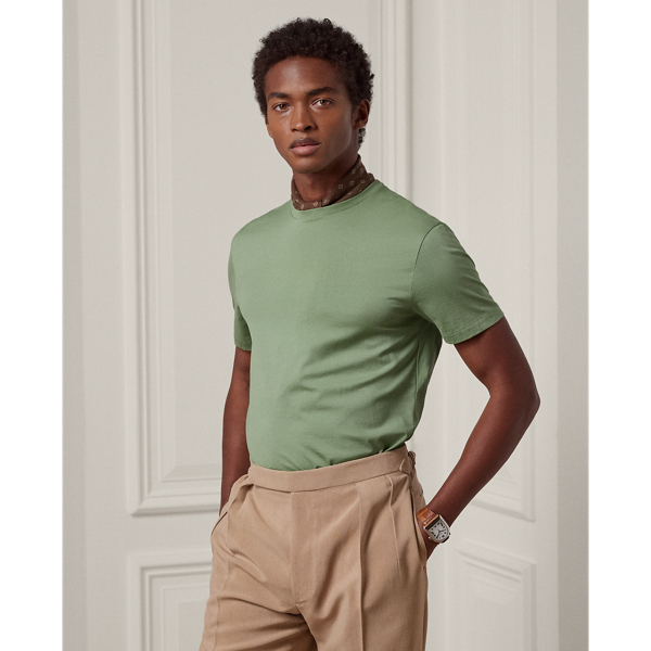 Ralph Lauren Purple Label Lisle Crewneck T-shirt In Green Bay