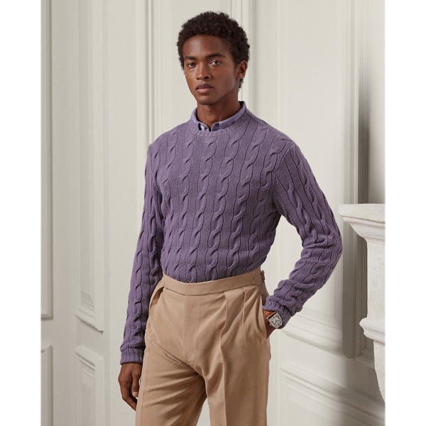 Ralph Lauren Purple Label Cable-knit Cashmere Sweater In Wisteria