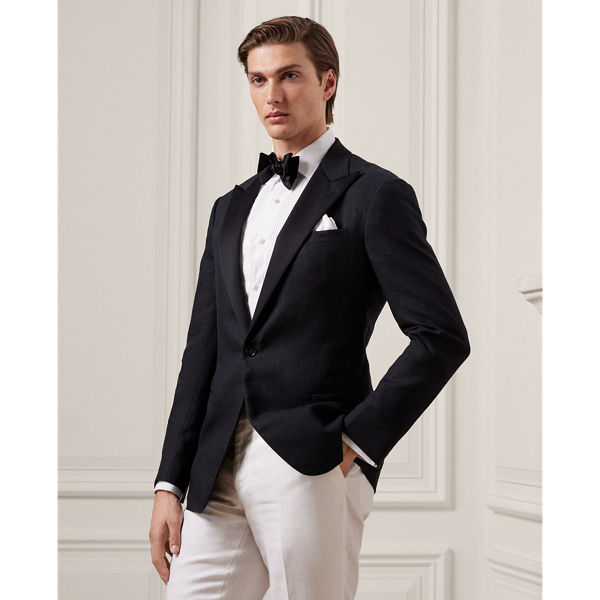 Ralph Lauren Purple Label Kent Hand tailored Linen Tuxedo Jacket In Black ModeSens