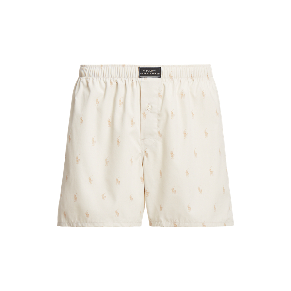 Polo Ralph Lauren Classic Woven Cotton Allover Pony Boxer In Beach Stone Khaki