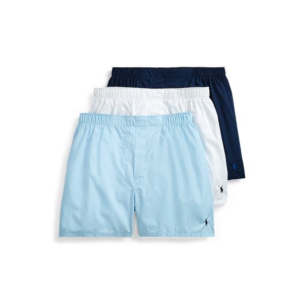 Polo Ralph Lauren Classic Woven Cotton Boxer 3-pack In Blue/white/navy