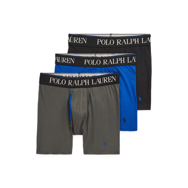 Polo Ralph Lauren 4d-flex Microfiber Boxer Brief 3-pack In Grey/blue