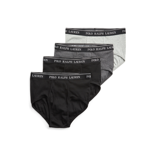 Polo Ralph Lauren Cotton Wicking Mid-rise Brief 4-pack In Grey Assorted