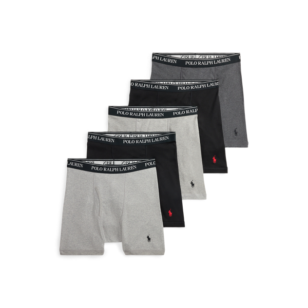 Polo Ralph Lauren Cotton Wicking Boxer Brief 5-pack In Grey/black