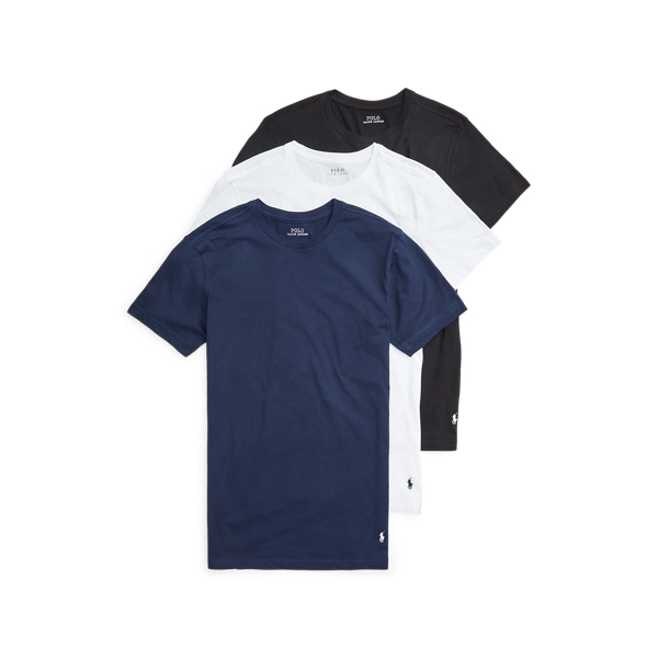 Polo Ralph Lauren Slim Fit Wicking Crew 3-pack In Navy/white/black
