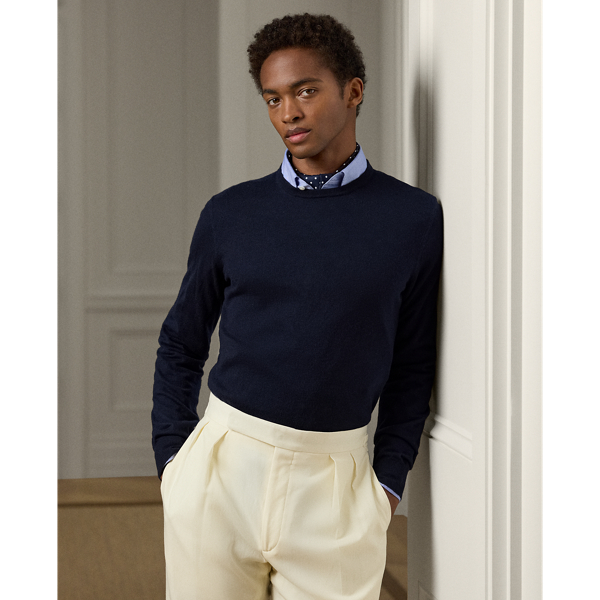 Ralph Lauren Purple Label Cashmere Crewneck Sweater In Classic Chairman Navy