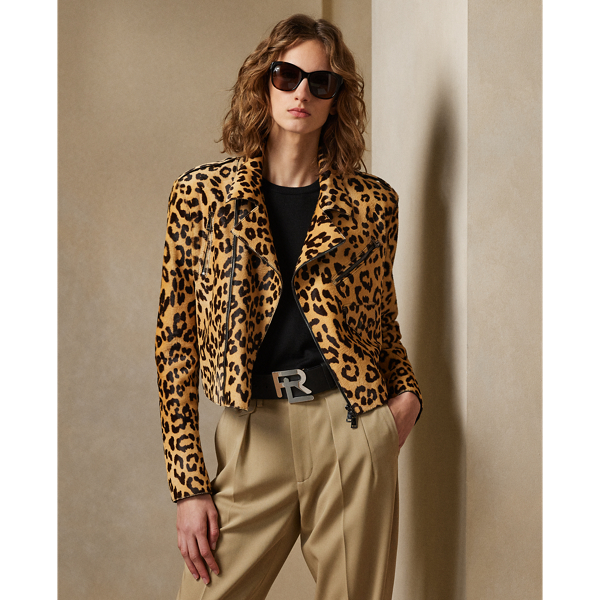 RALPH LAUREN BEVELYN LEOPARD-PRINT HAIRCALF JACKET