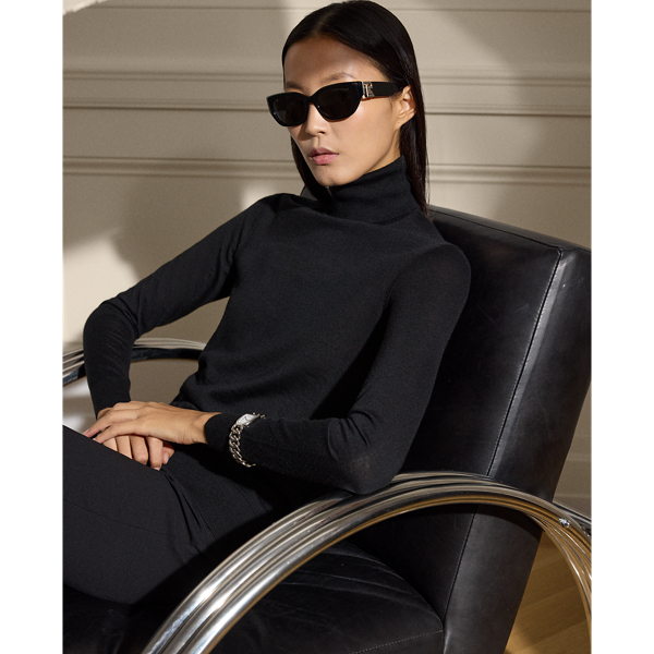 Ralph Lauren Cashmere Turtleneck Sweater In Black