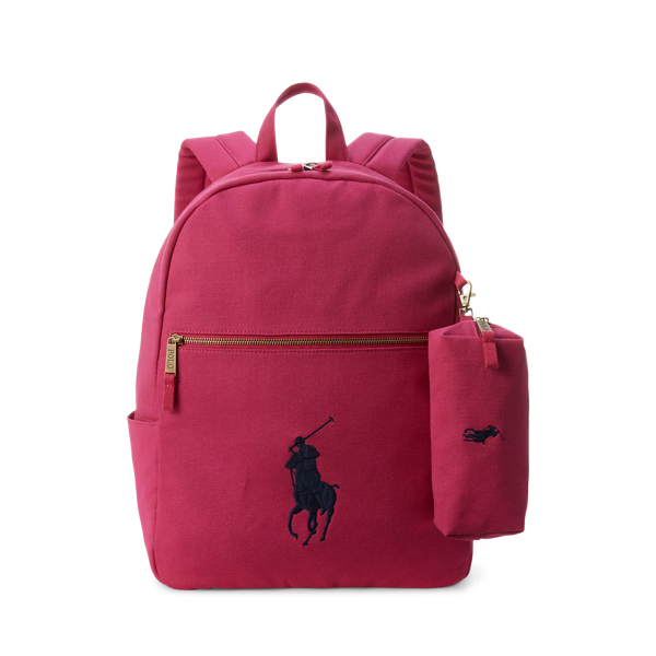 Shop Polo Ralph Lauren Big Pony Canvas Large Backpack In Preppy Pink