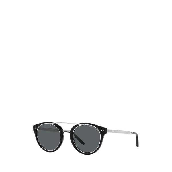 Shop Ralph Lauren Art Deco Panto Sunglasses In Silver