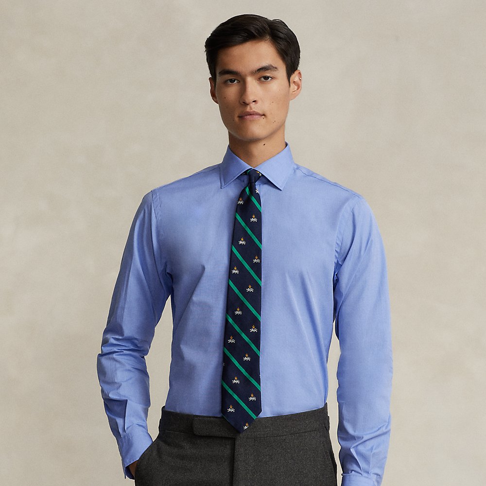 Ralph Lauren Regent Custom Fit End-on-end Shirt In Blue