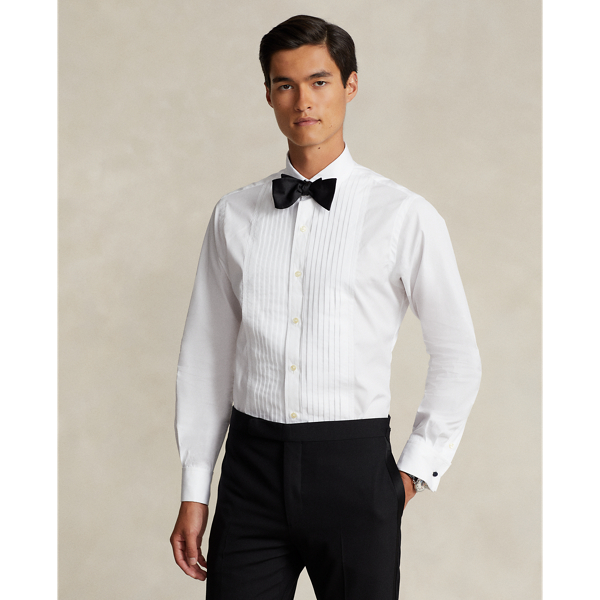Ralph Lauren Custom Fit French Cuff Tuxedo Shirt In White