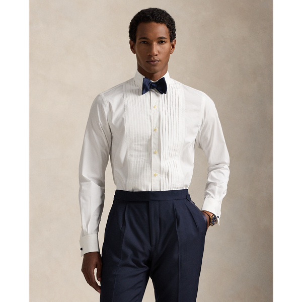 Ralph Lauren Custom Fit French Cuff Tuxedo Shirt In White