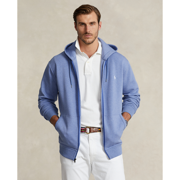 Polo Ralph Lauren Double knit Full zip Hoodie In Lattice Blue