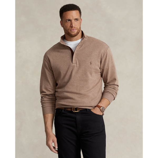 Polo Ralph Lauren Luxury Jersey Quarterzip Pullover In Brown Heather ModeSens