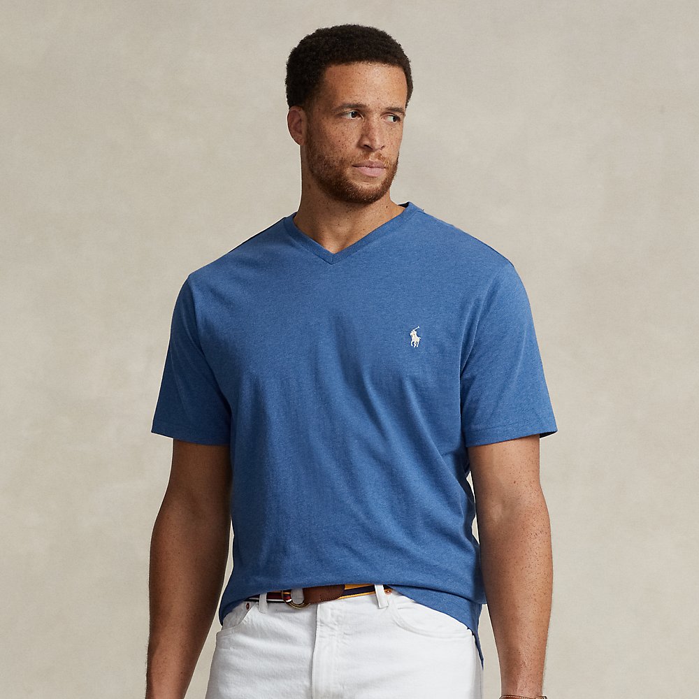 Polo Ralph Lauren Jersey V-neck T-shirt In Fog Blue Heather