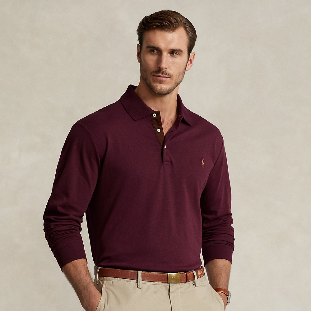Polo Ralph Lauren Soft Cotton Long-sleeve Polo Shirt In Harvard Wine