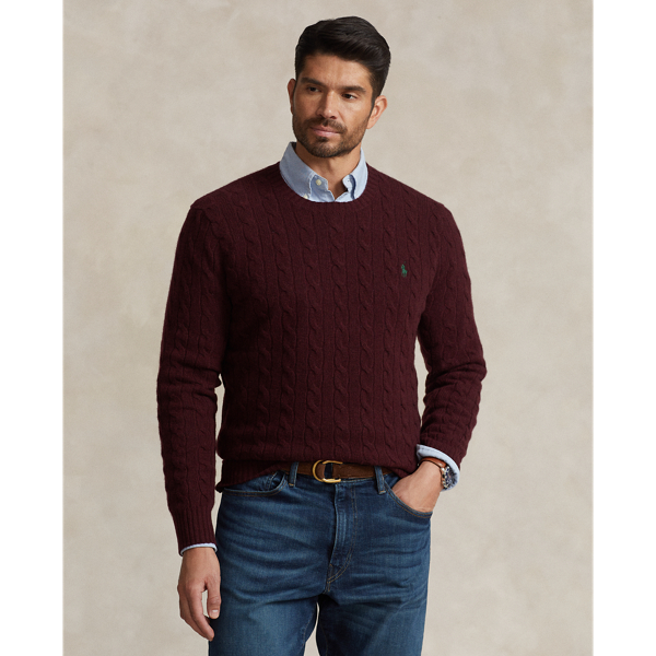 Polo Ralph Lauren Ralph Lauren Cable Knit Jumper Burgundy In Aged Wine Heather