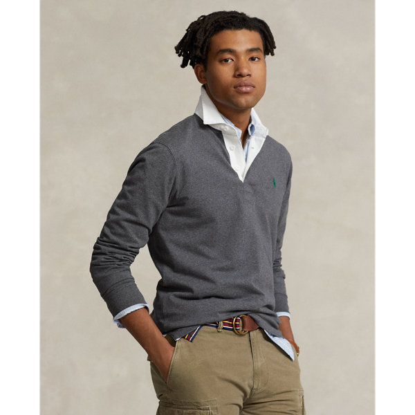 Shop Polo Ralph Lauren The Iconic Rugby Shirt In Grey