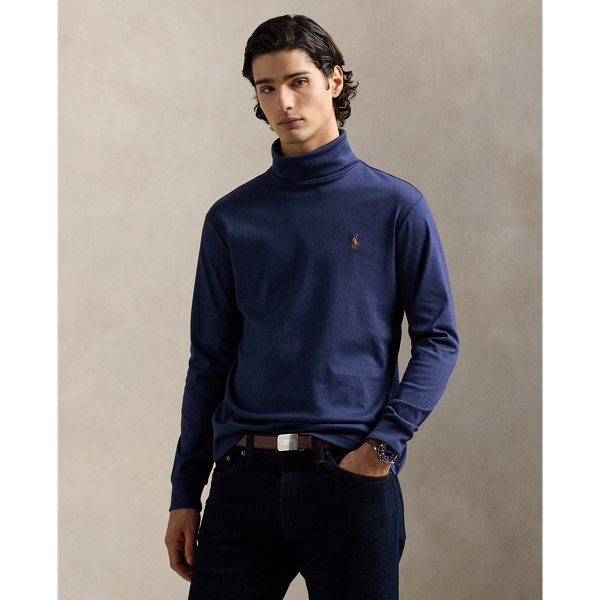 Polo Ralph Lauren Soft Cotton Turtleneck In Spring Navy Heather