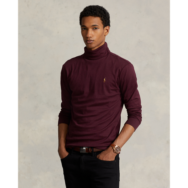 Polo Ralph Lauren Soft Cotton Turtleneck In Aged Wine Heather