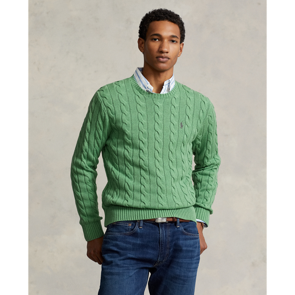 Ralph Lauren Cable-knit Cotton Sweater In Field Green Heather