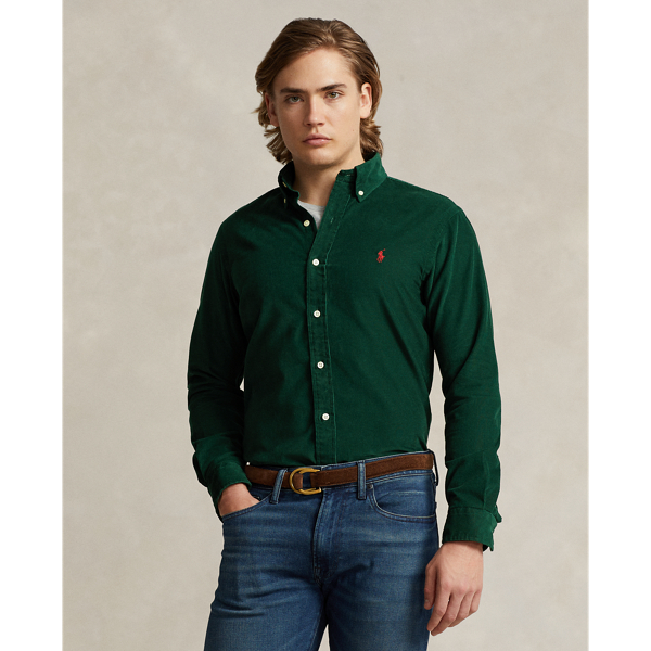 Ralph Lauren Classic Fit Corduroy Shirt In Moss Agate