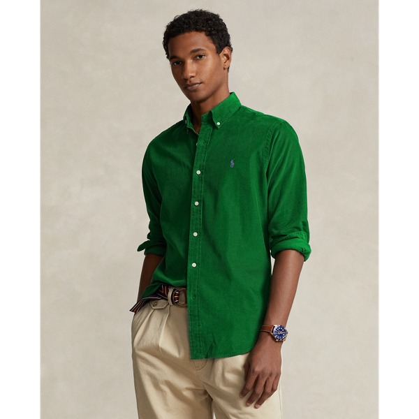 Ralph Lauren Classic Fit Corduroy Shirt In Athletic Green