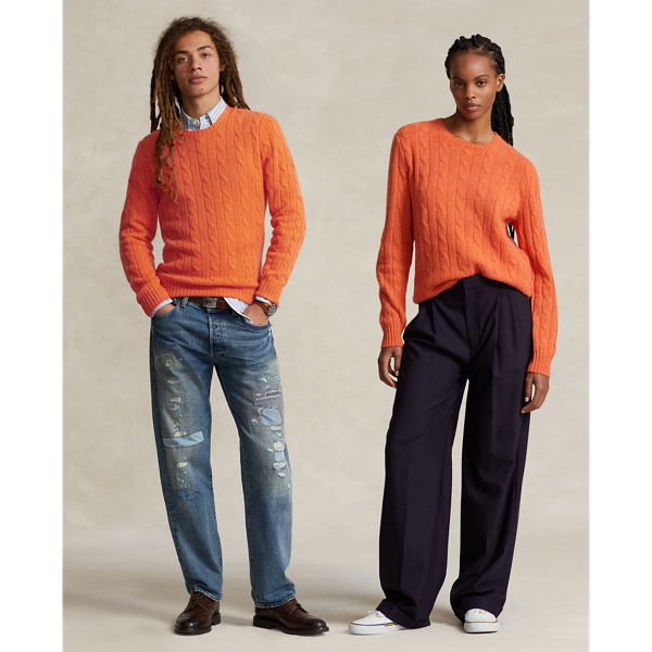 Ralph Lauren The Iconic Cable-knit Cashmere Sweater In Jaffa Orange Heather