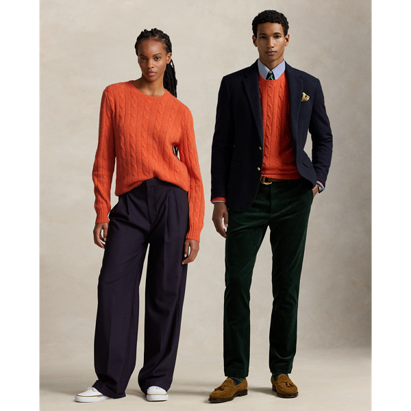 Polo Ralph Lauren The Iconic Cable-knit Cashmere Sweater In Jaffa Orange Heather