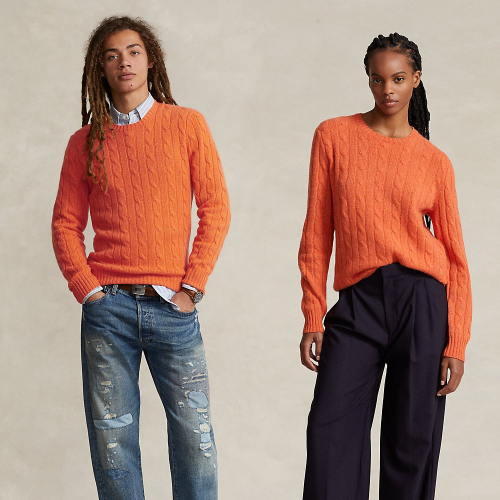 Ralph Lauren The Iconic Cable-knit Cashmere Sweater In Jaffa Orange Heather