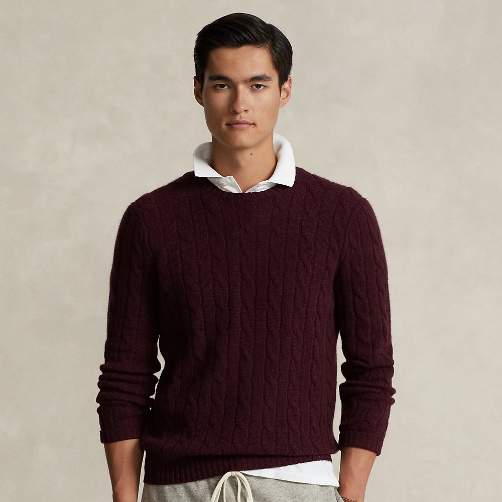 Ralph Lauren The Iconic Cable-knit Cashmere Sweater In Wine Heather