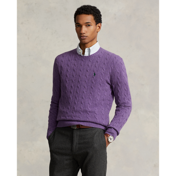 Ralph Lauren Cable-knit Wool-cashmere Sweater In Iris Purple Heather