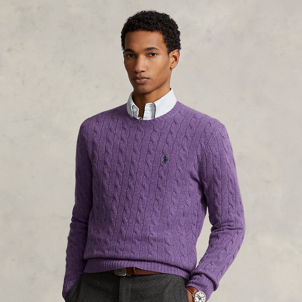 Ralph Lauren Cable-knit Wool-cashmere Sweater In Iris Purple Heather