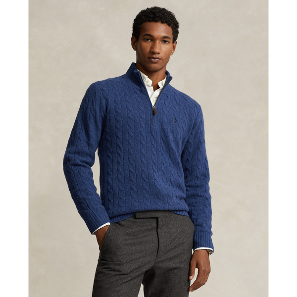 Ralph Lauren Cable-knit Wool-cashmere Sweater In Rustic Navy