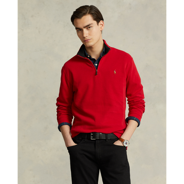 Polo Ralph Lauren Estate-rib Quarter-zip Pullover In Red/polo Black