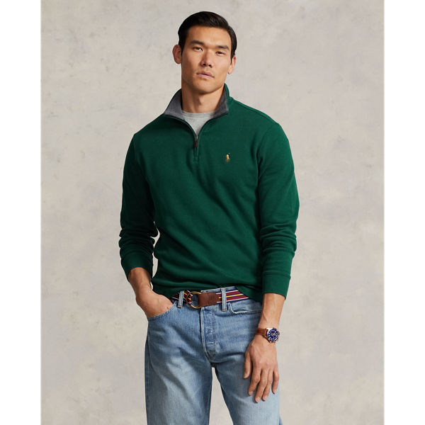 Polo Ralph Lauren Estate-rib Quarter-zip Pullover In Moss Agate