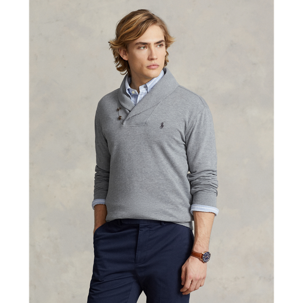Polo Ralph Lauren Luxury Jersey Shawl-collar Pullover In Steel Heather