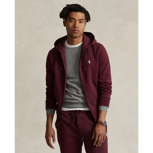 Ralph Lauren Double-knit Full-zip Hoodie In Harvard Wine